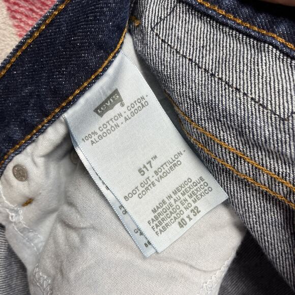 Vintage LEVIS 517 Boot Cut Jeans Men 40x32(33") Dark Raw Wash Denim Cowboy Y2K - Picture 4 of 11